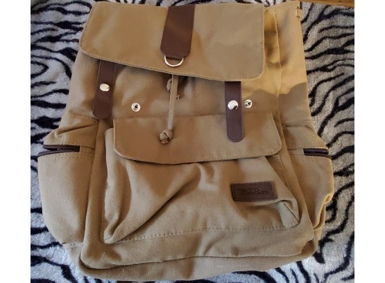 Tan Backpack With Large Front Pocket