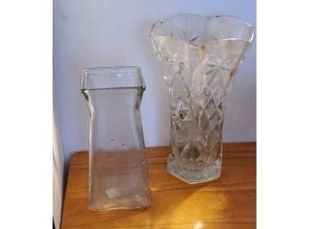Pair Of Beautiful Clear Vases