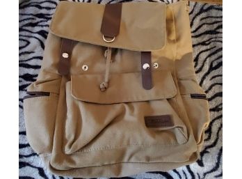 Tan Backpack With Large Front Pocket