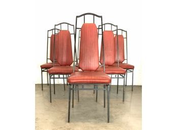 Set Of Six Vintage Red Chairs