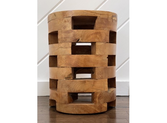 Solid Wood Drum Side Table Or Stool