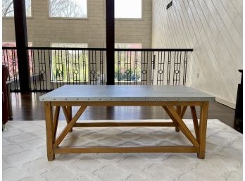 Rectangular Wood Coffee Table W Zinc Metal Top