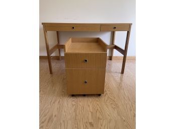 Desk With 2- Drawer Rolling File Pedestal  (2 Piece Set)