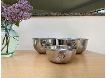 3- Piece Crate & Barrel Mixing Bowl Set Together W A Small Stainless Steel Bowl