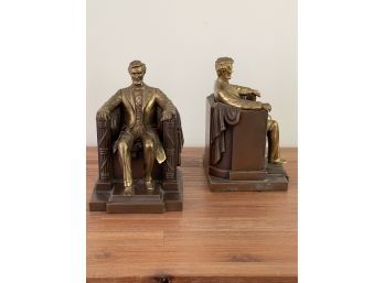 1920s Seated Figure Of Abraham Lincoln Bookends By Jennings Bros.