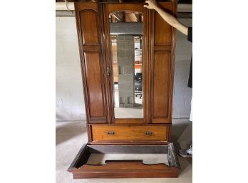 Antique Neoclassical Empire Single-Door Mirrored Armoire