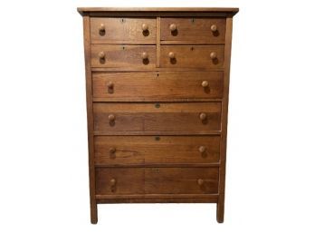 Classically American Tall Oak Dresser W Wooden Knobs