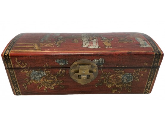 Vintage Chinese Hand Painted Rosewood Box 15' X 6.5' X 6'