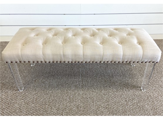 Contemporary Upholstered Bench With Lucite Legs 48' 18' X 18'