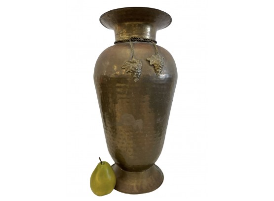 Tall 19' Vintage Hammered Brass Floor Vase