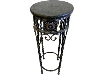 Wrought Island Plant Stand With Marble Top And Pewter Finish 10' X 26'
