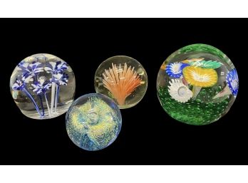 Collection Of Four Art Glass Paperweights