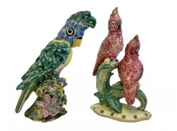 Two Vintage Stangl Majolica Pottery Birds