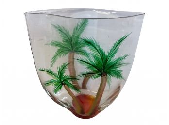 Fun Crystal Vase With Hand Painted Palm Trees