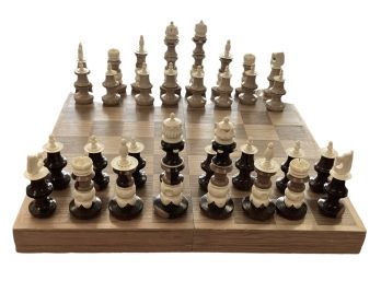 Vintage Carved Wood Chess Set
