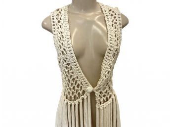 Vintage Hand Made Italian Crocheted Vest ? Beach Cover-Up By Miriam Lefcort
