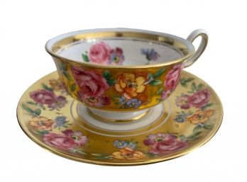 Vintage Royal Chelsea English Bone Gold Floral China Teacup
