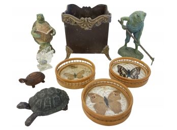 Cute Group Of Vintage Butterfly Coasters, Turtles And More