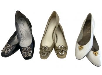 Vintage Designer Low Heeled Shoes Including Bruno Magli And Tahari