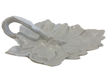 White German Porcelain Handled Leaf Bowl