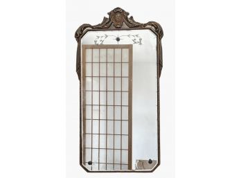Antique Gilded & Etched Small Mirror 26' X 14'