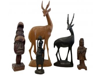 Collection Of Vintage African & Chinese Wood Figurines