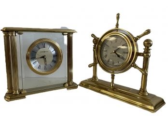 Vintage Bulova & Howard Miller Brass Clocks