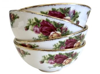 Four Royal Albert Bone China 'Old Country Roses' Cereal Bowls 1998