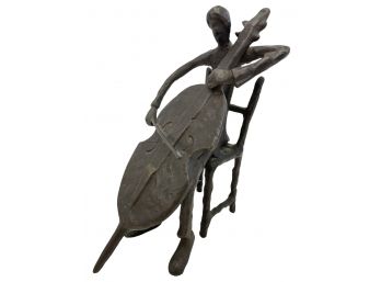 Vintage Modernist Sculpture Of Man Playing Cello