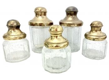 Set Of Five Vintage Powder Room Storage Jars By Croscill