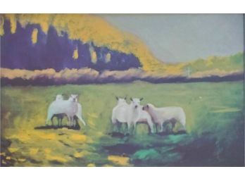 Sweet Sheep Art, Signed By Christine Simoneau Hales