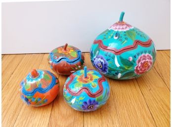 Decorative Set Of Painted Gourds