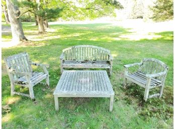Conversation Set Of Outdoor Teak Garden Furniture - 4 Pieces