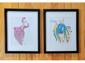 Pair Of Colorful Signed Erte Prints