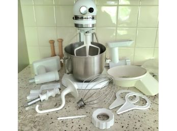 KitchenAid Mixer With Several Attachments And Accessories