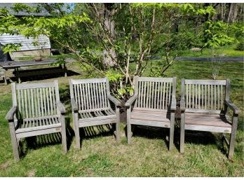 (4) Teak Outdoor Garden And Patio Chairs (As-is)