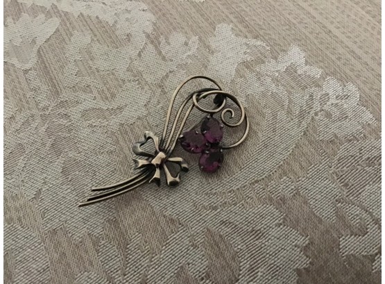 Vintage Sterling And 14K Floral Bouquet Pin - Lot #10