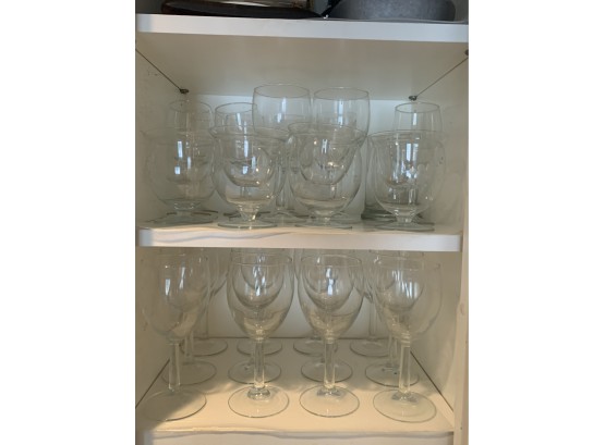 Two Shelves Of Glassware - 25 Pieces