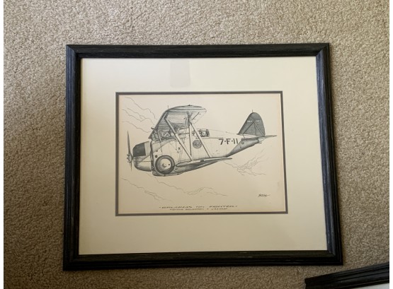 Henry Clark, Lithograph, Grumman F2F-1 Fighter, Fighting Squardron USS WASP