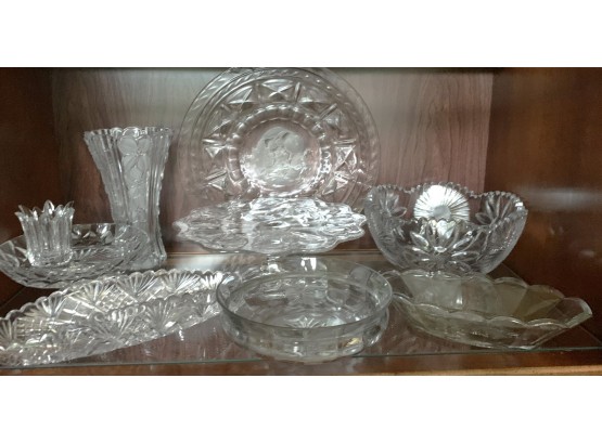 Group Of Cut & Pressed Glass Pieces