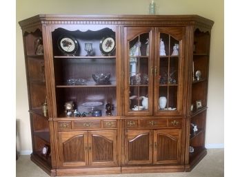 Solid Cherry Four Section Breakfront/china Cabinet Unit