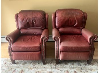 Pair Bradington -young Maroon Leather Recliners - Retailed $2240