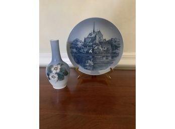 Royal Copenhagan Vase And A Plate