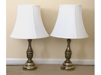 Pair Brass Urn Form Table Lamps