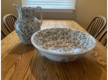 Ceramic Wash Bowl And Pitcher