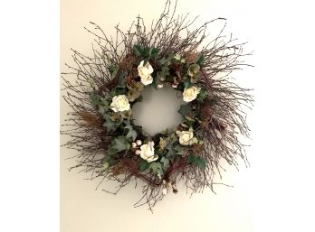 Twig And Floral Decorated Wreath