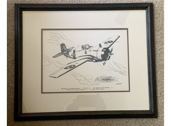 Henry Clark Lithograph, Grumman F4F-3 Fighter, Fighting Squadron 4 - USS Ranger