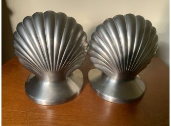 Pair Pewter Shell Bookends