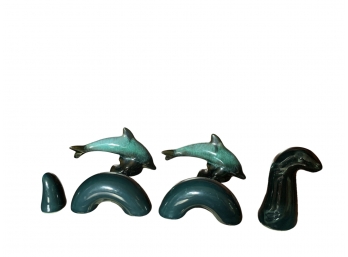 Fun Ceramic Sea Serpent Two Dolphins.