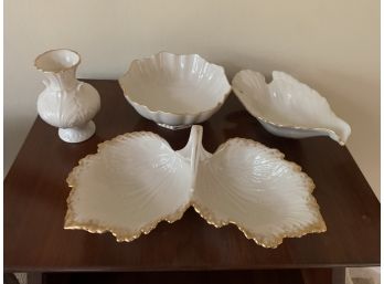 Group Of Four Gilt Rimmed Lenox Pieces